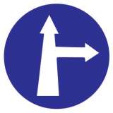 Compulsory Ahead or turn left Sign