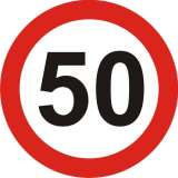 Maximum speed 50 Kmph Sign